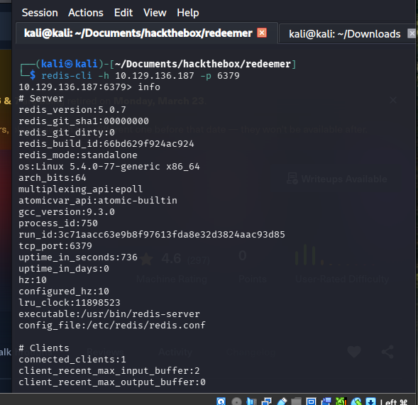 Redis CLI connected, running version 5.0.7
