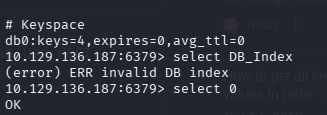 INFO keyspace showing 4 keys in the database