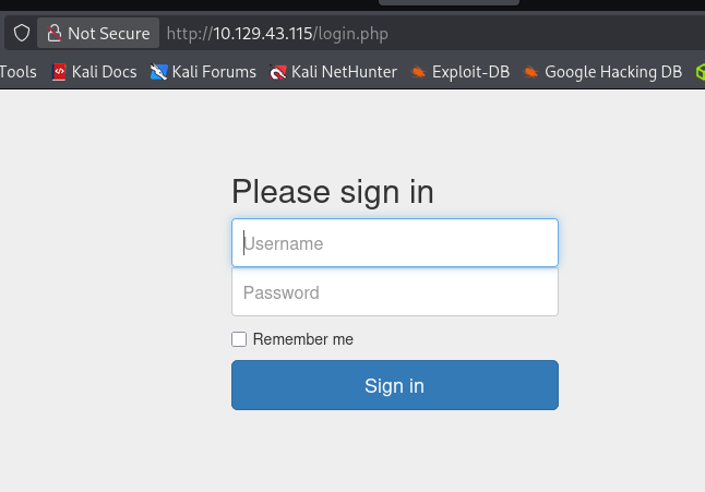 login.php admin panel form