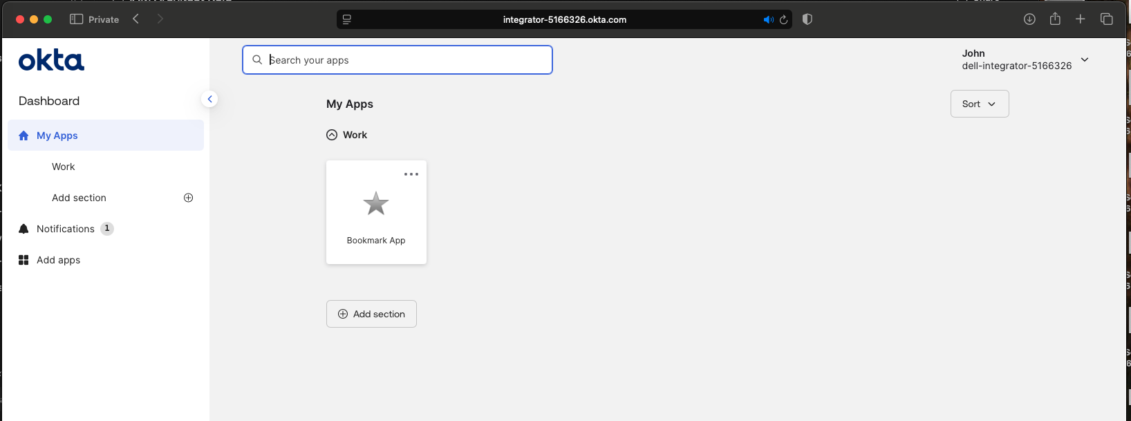 User with app assigned