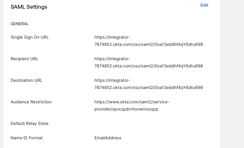 Org1 SAML app updated with real Org2 values