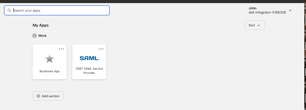 SAML app group assigned