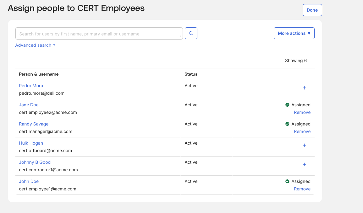 User-group assignments in Okta